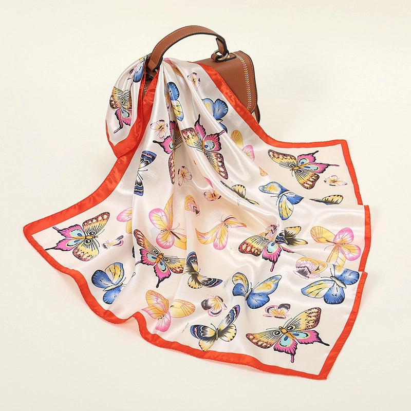 Women's Minimalist Classic Style Butterfly Satin Silk Scarf