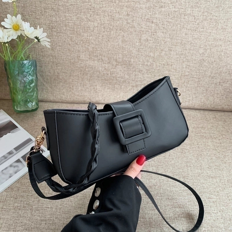 Women's Pu Leather Solid Color Elegant Zipper Shoulder Bag