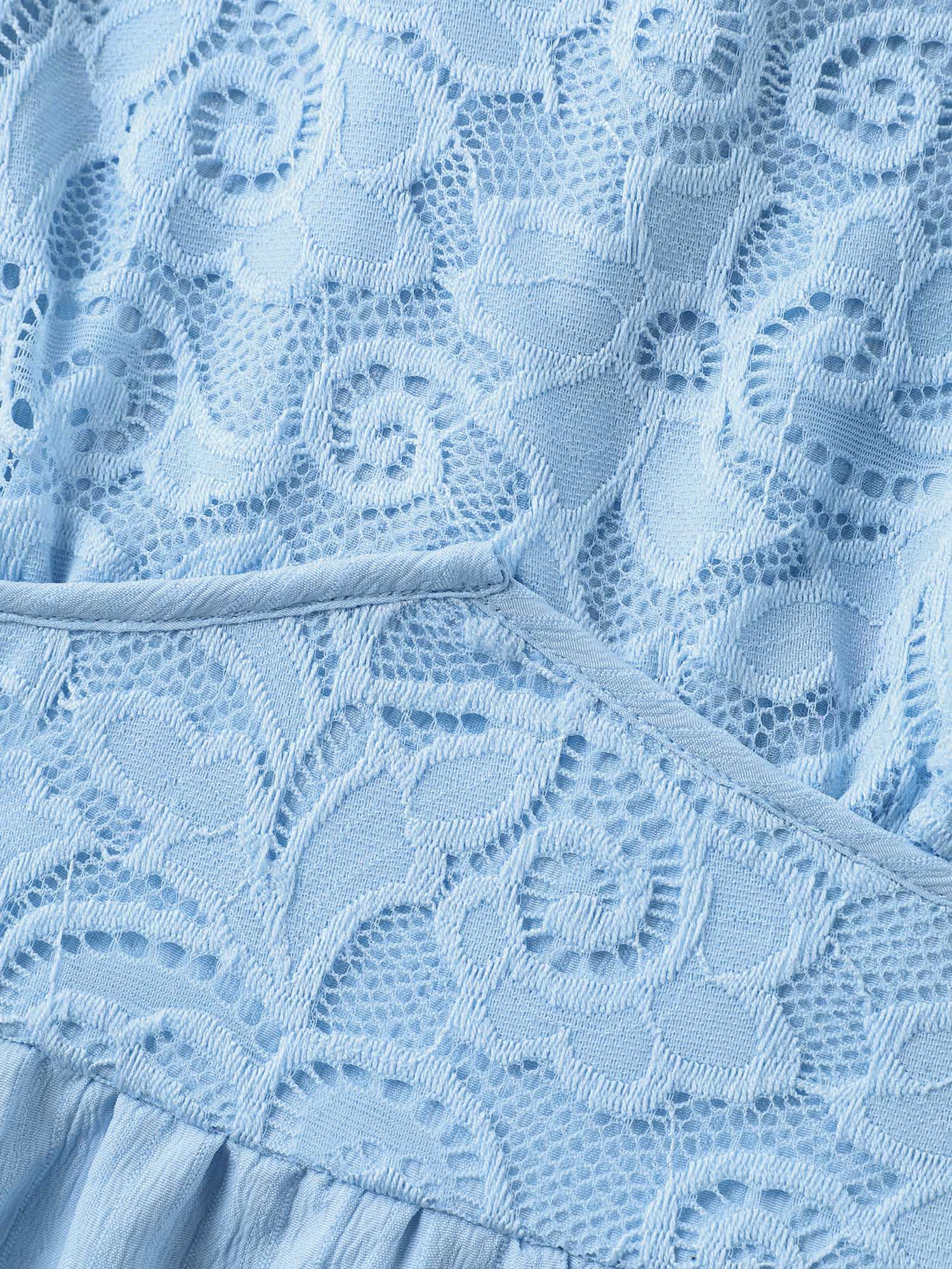 V Neck Textured Lace Midi Dress
