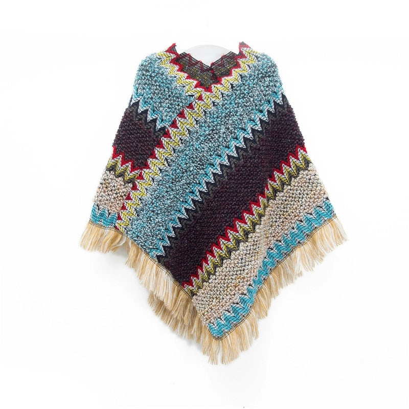 Unisex Streetwear Stripe Acrylic Tassel Shawl