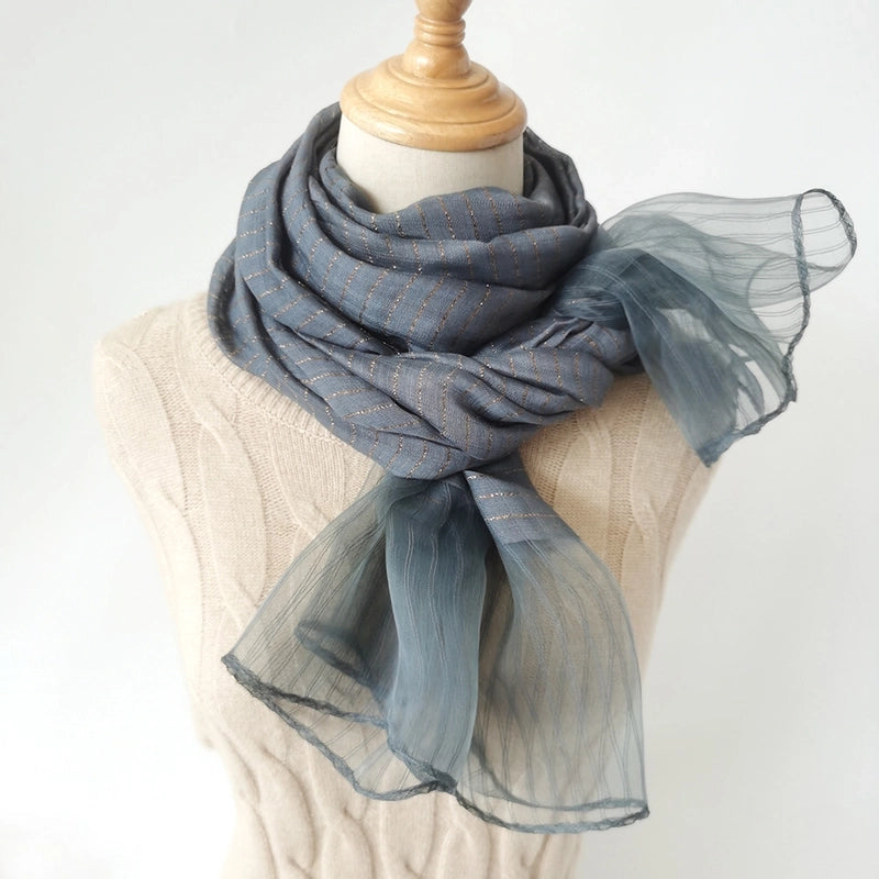 Women's Elegant Sweet Color Block Silk Silk Scarf