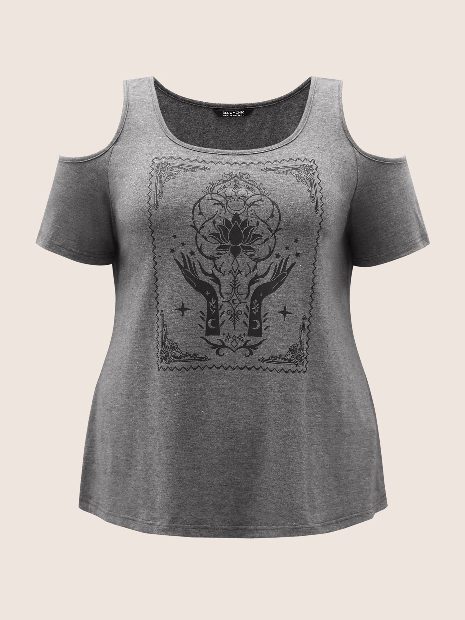 Horoscope Print Cold Shoulder T-shirt