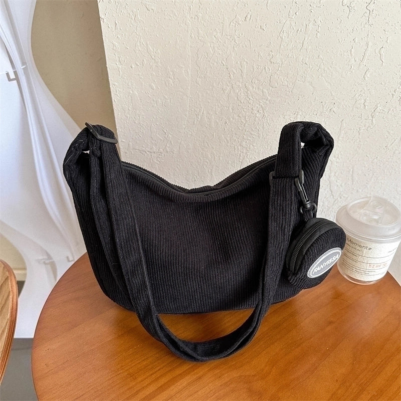 Women's All Seasons Canvas Solid Color Vintage Style Square Zipper Shoulder Bag