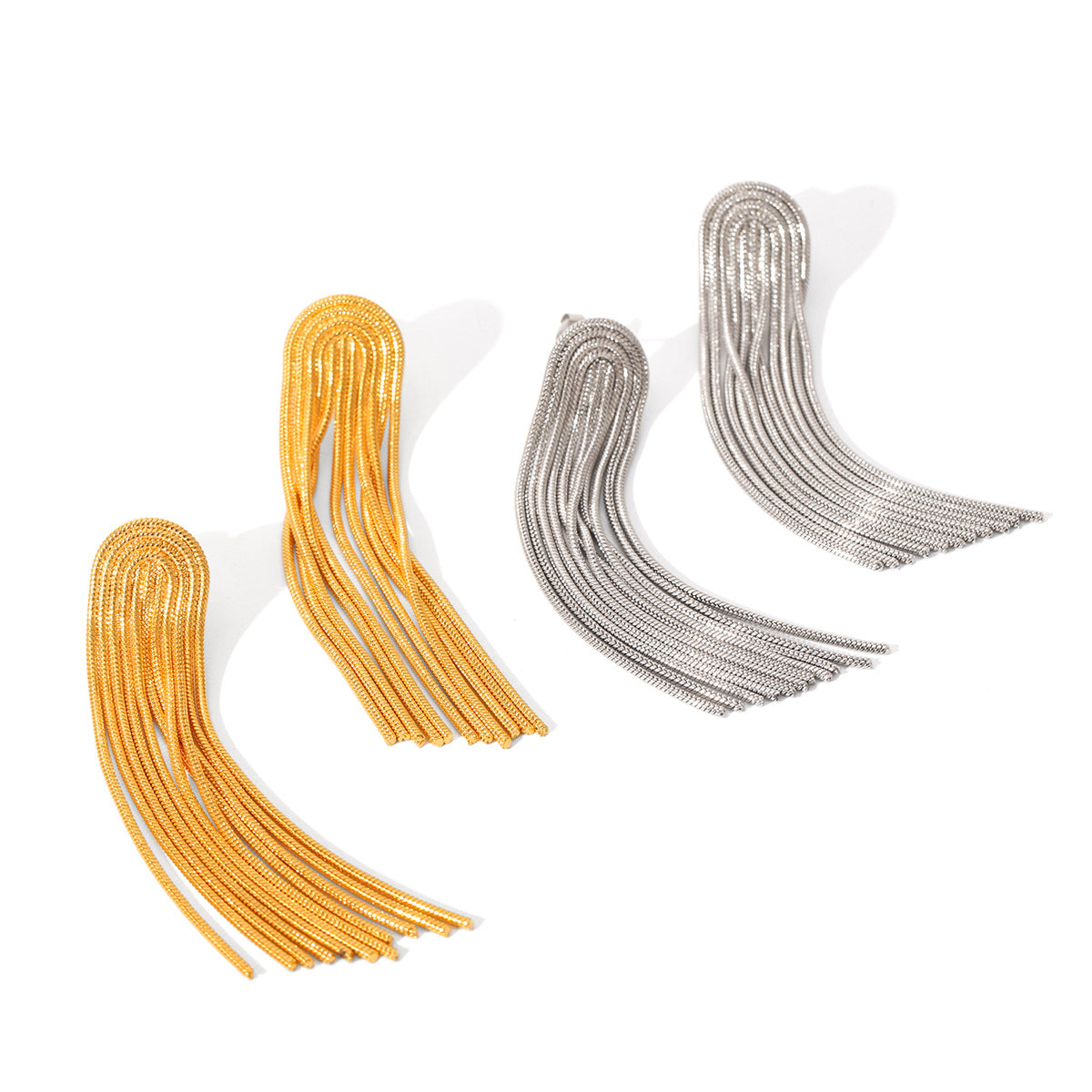 18K Gold Stainless Steel Long Chain Tassel Earrings Female Titanium Steel Earrings Ins Style Earrings