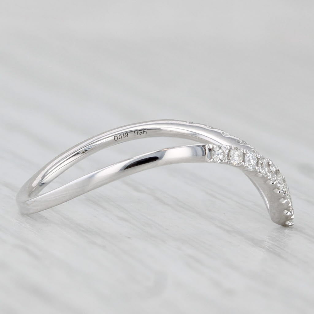 New 0.19ctw Diamond Contoured V Wedding Band 14k Gold Stackable Anniversary Ring