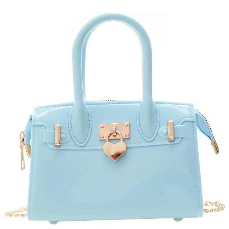 Women's Small All Seasons Pvc Solid Color Fashion Square Lock Clasp Handbag