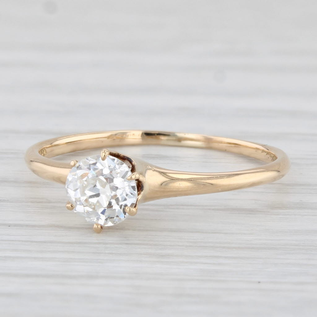 Antique William Wise & Son 0.54ct Diamond Solitaire Ring 18k Gold Old Euro Cut