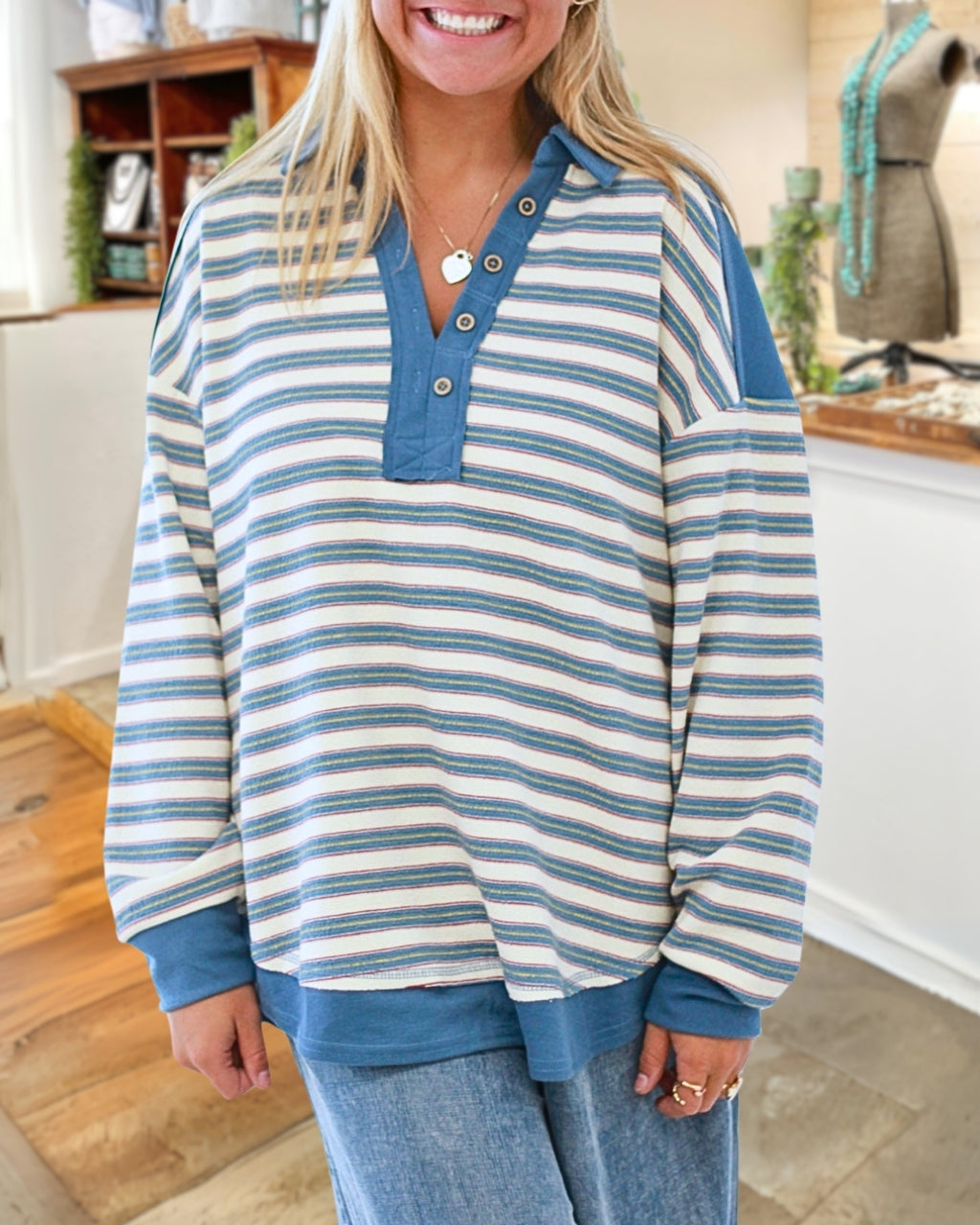 Lara Collar Stripe Pullover