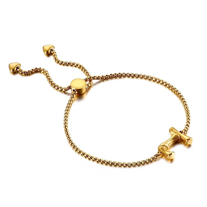 Casual Minimalist Letter Heart Shape Stainless Steel 18K Gold Plated Bracelets In Bulk