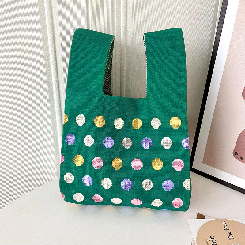 Women's Medium Polyester Polka Dots Vintage Style Square Open Handbag