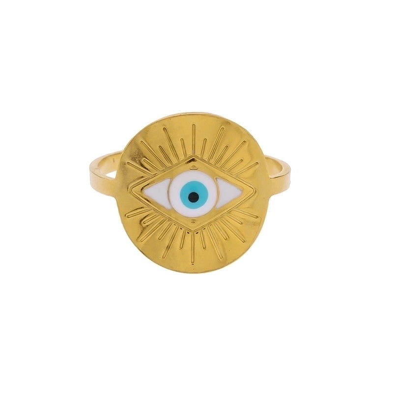 Vintage Style Color Block Stainless Steel 18K Gold Plated Plating Open Rings