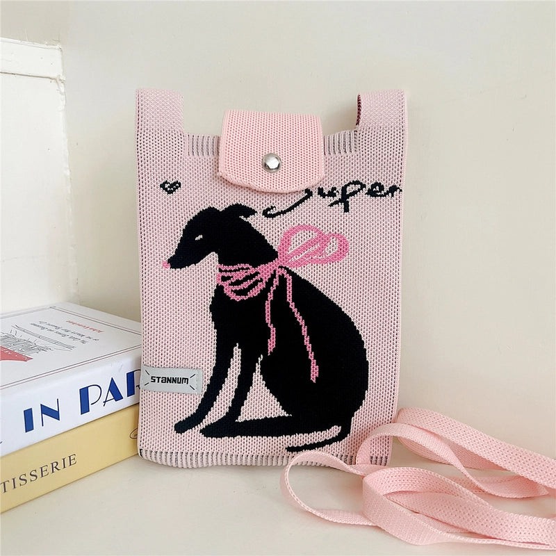 Women's Small Polyester Cartoon Letter Flower Cute Square Flip Cover Bucket Bag