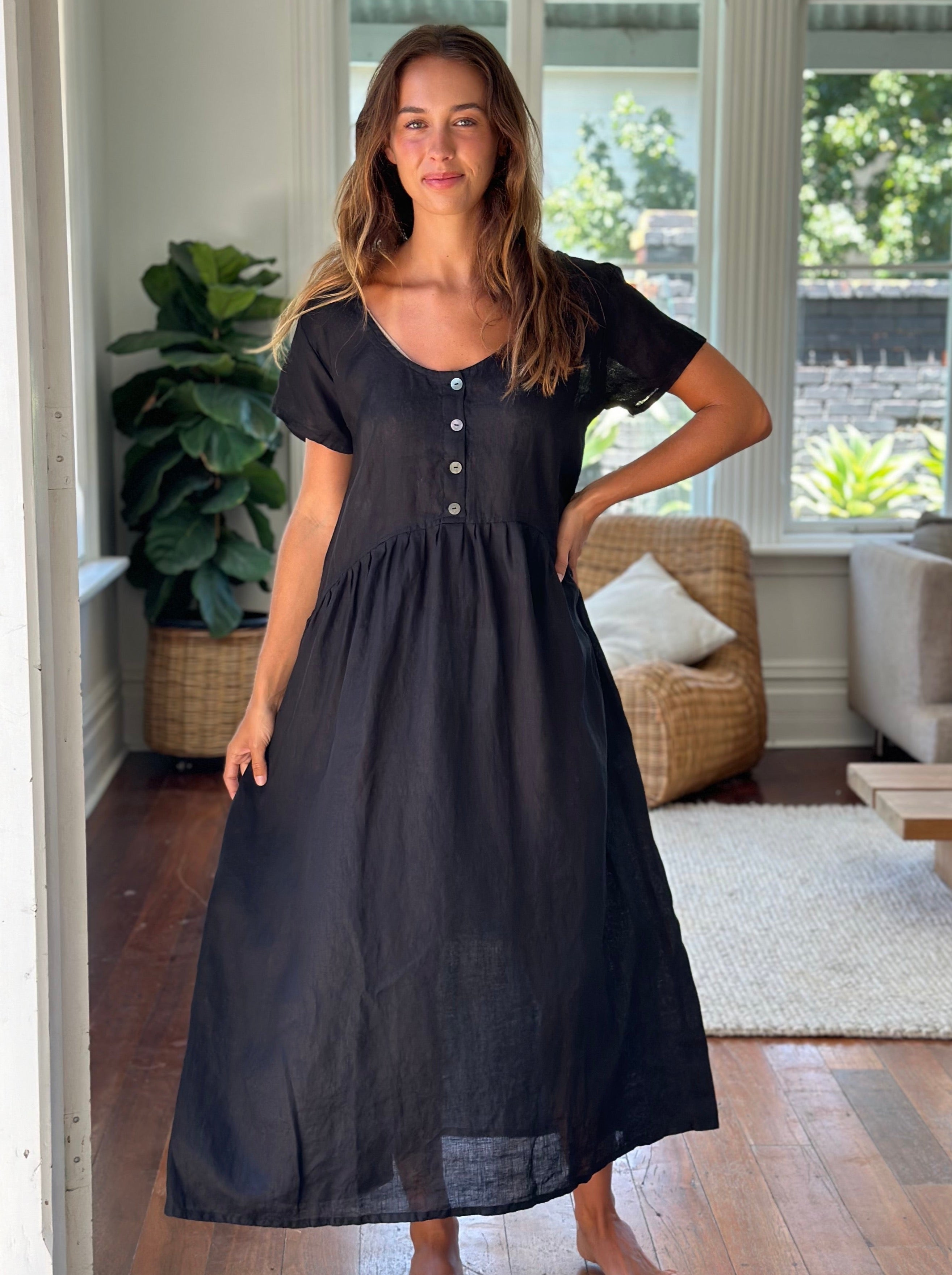 audrey dress - black linen