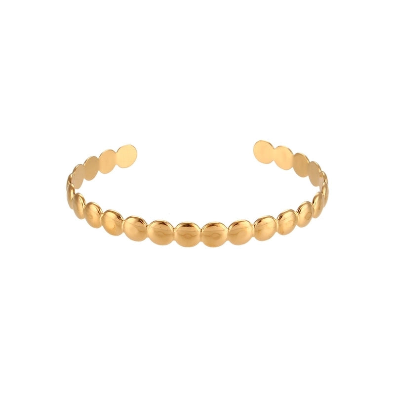 Fashion Solid Color 304 Stainless Steel 18K Gold Plated Bangle In Bulk