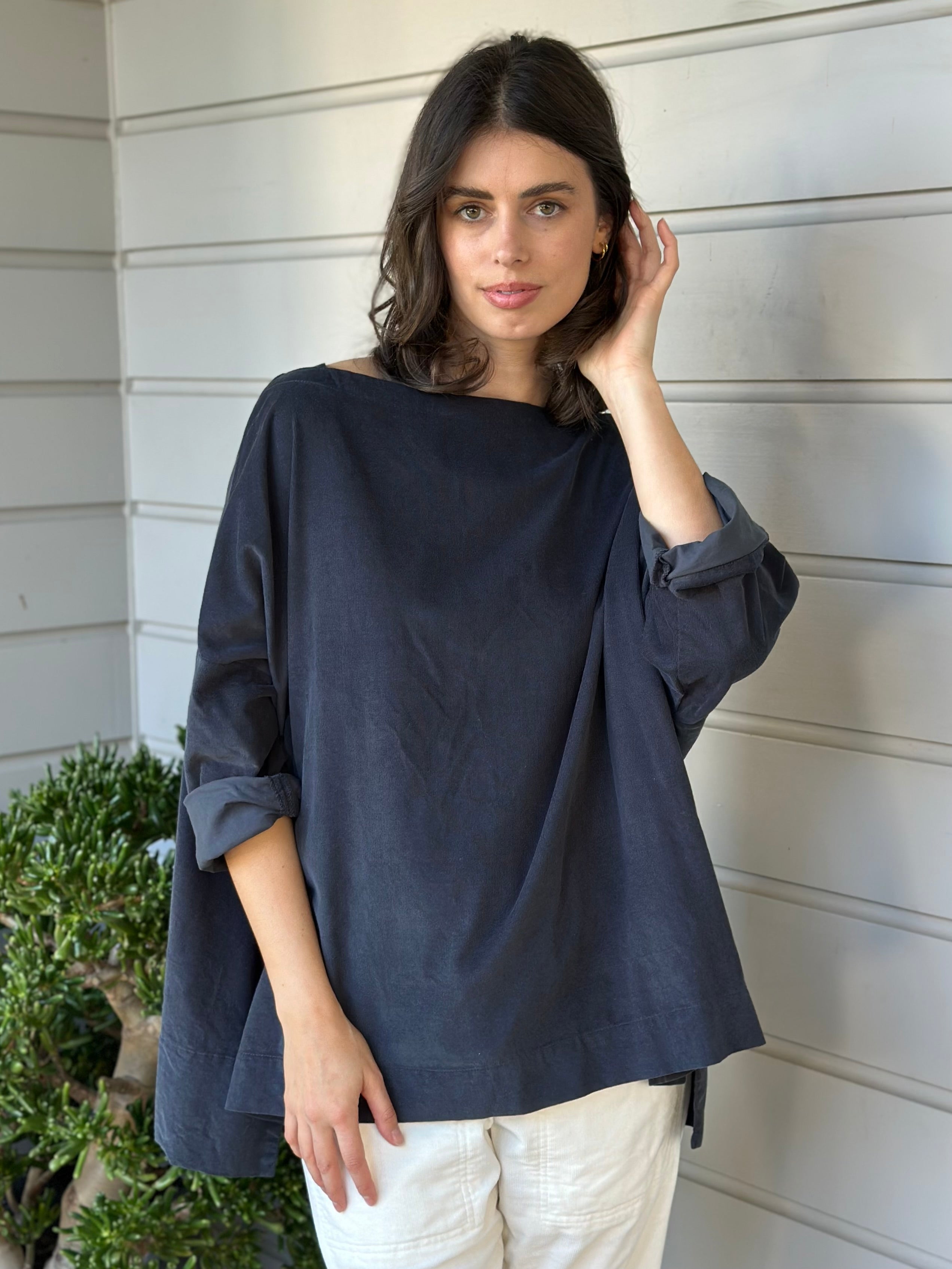 avril top - charcoal cord