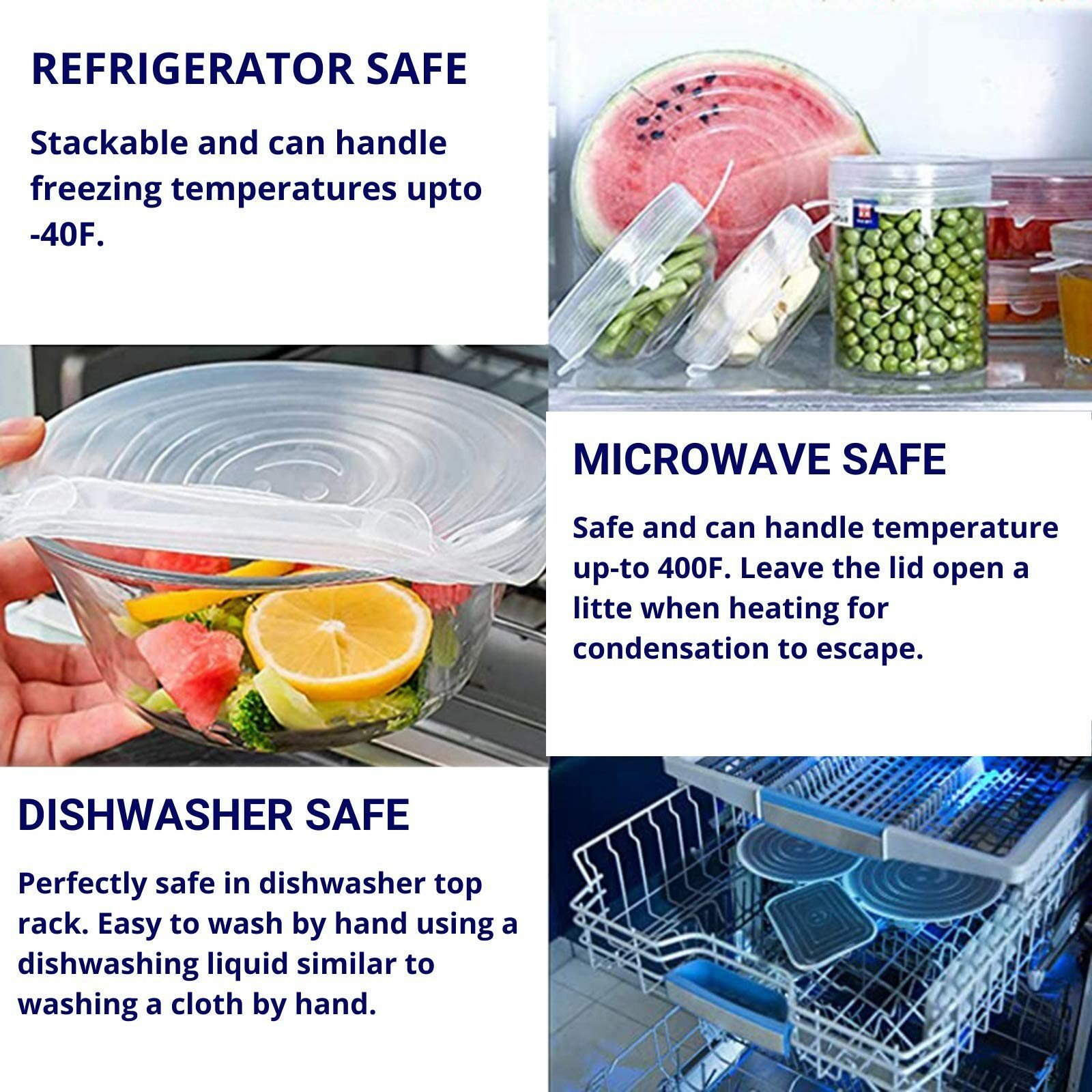 6 Reusable Food Silicone Packaging Lids