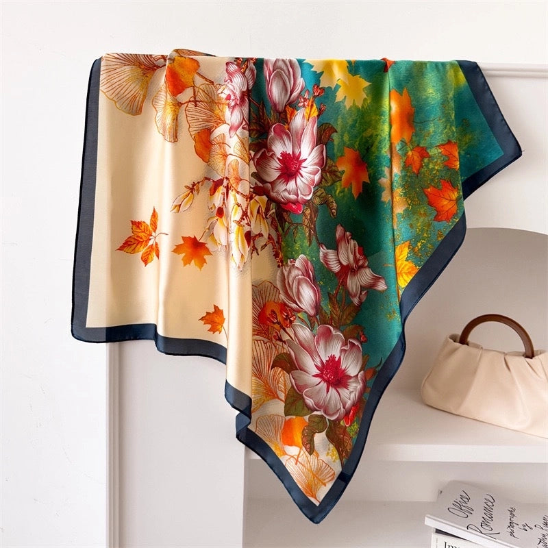 Women's Casual Vacation Lemon Flower Satin Printing And Dyeing Printing Dyeing Silk Scarf