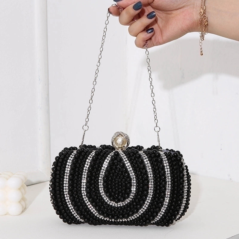 White Black Polyester Water Droplets Square Evening Bags