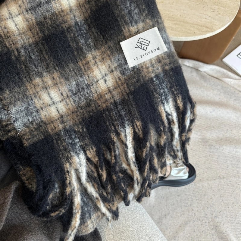 Unisex Minimalist Classic Style Lattice Polyester Scarf