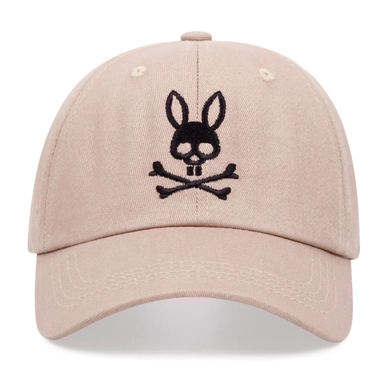 Unisex Basic Retro Minimalist Bunny Ears Skull Embroidery Curved Eaves Baseball Cap