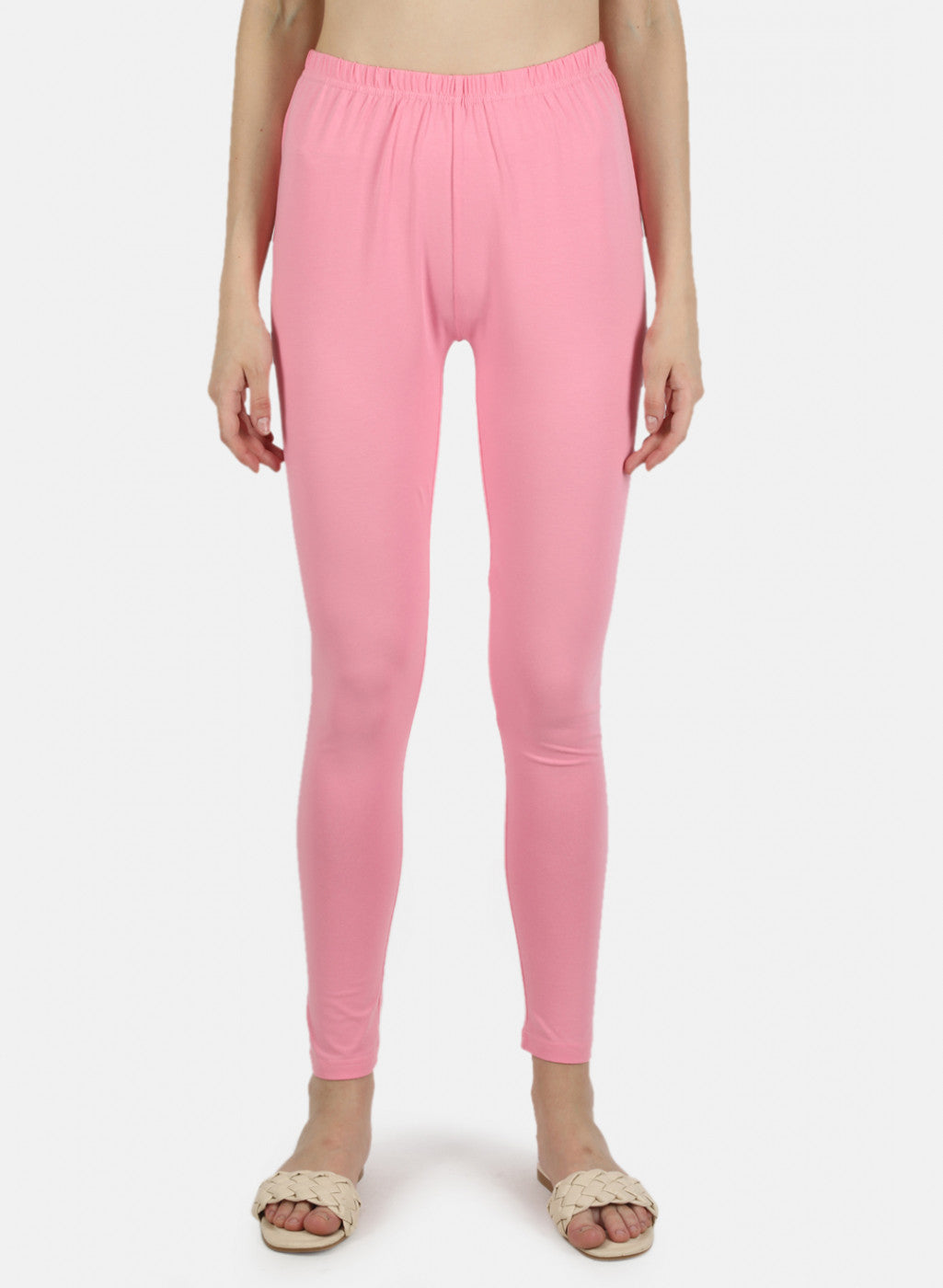 Women Pink Plain Legging