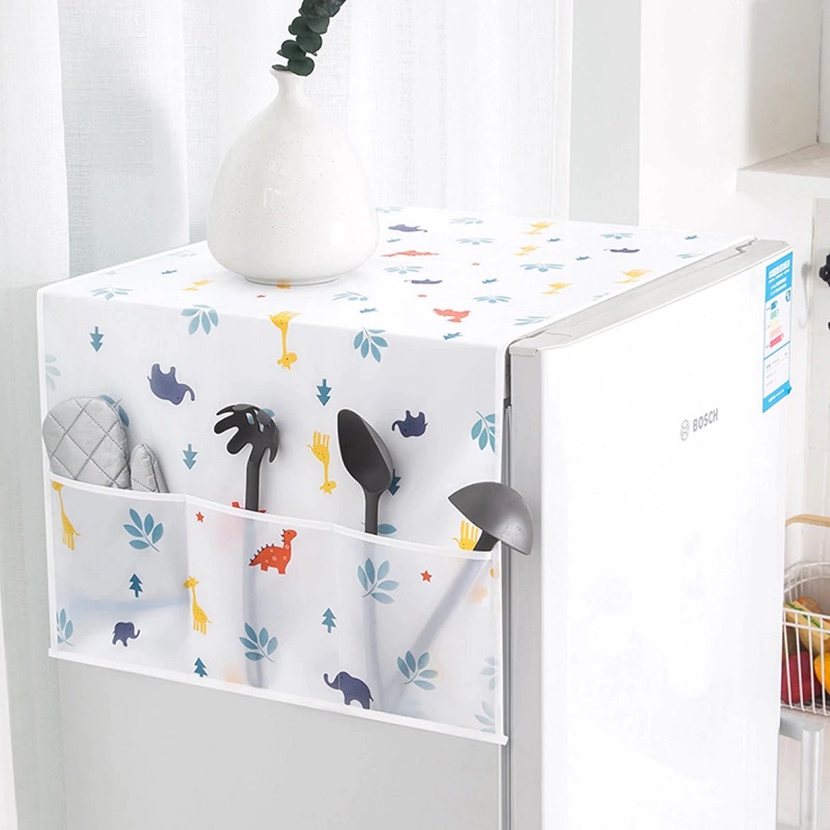 DUSTPROOF FRIDGE COVER WITH POCKETS