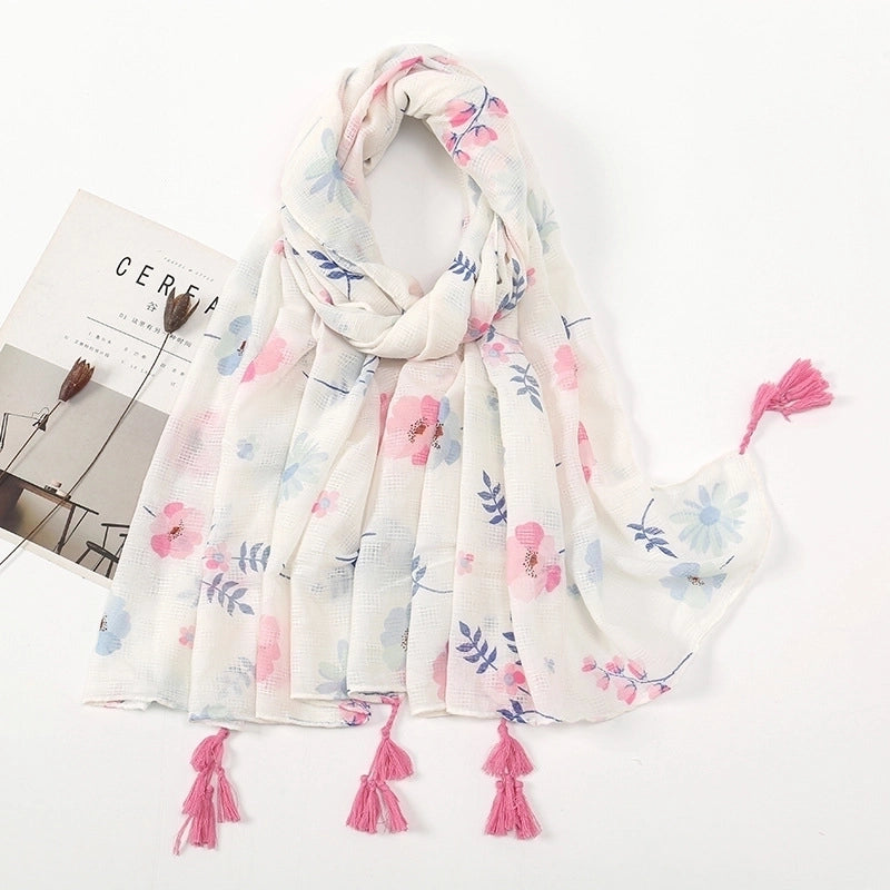Women's Sweet Flower Voile Printing Silk Scarf
