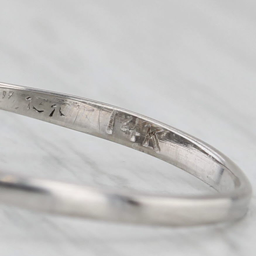 Art Deco 0.46ct Diamond Engagement Ring 14k White Gold Filigree Size 10 GIA