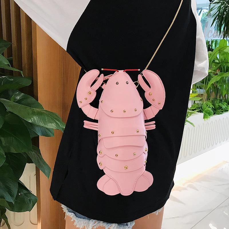 Women's Small Pu Leather Lobster Streetwear Oval Zipper Crossbody Bag