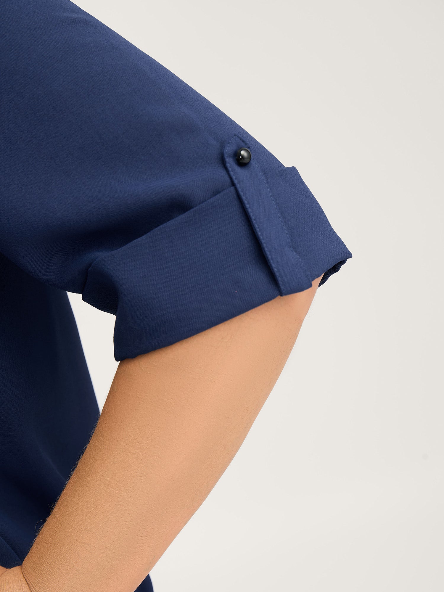 Metal Button Pleated Front Blouse