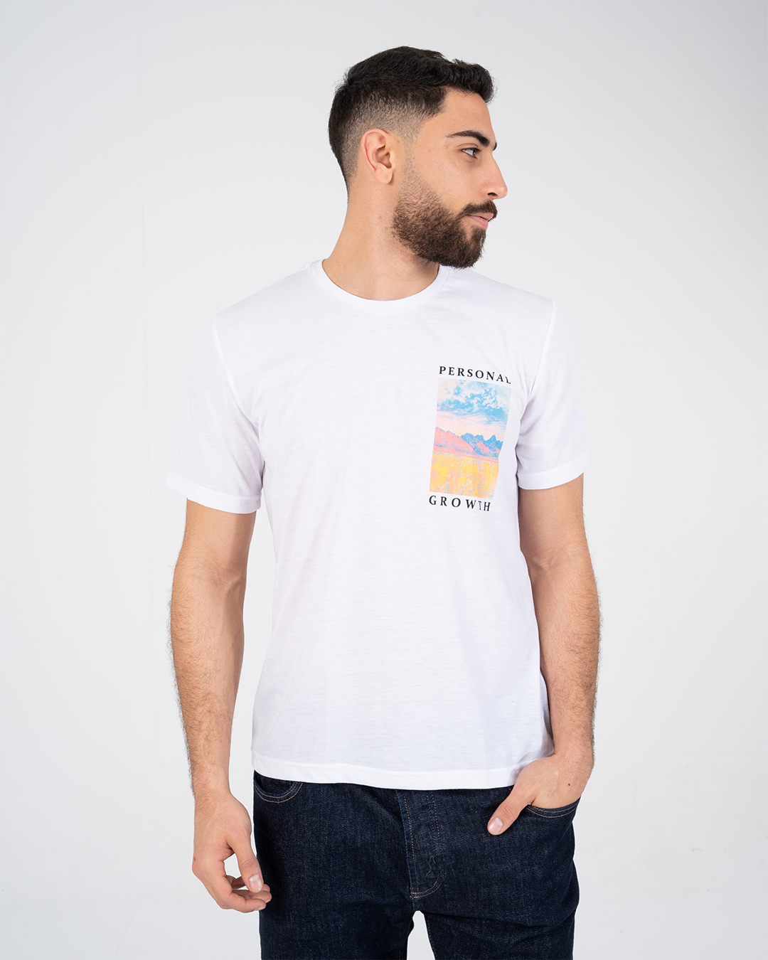 Double Printed Mens T-shirt Short Sleeved