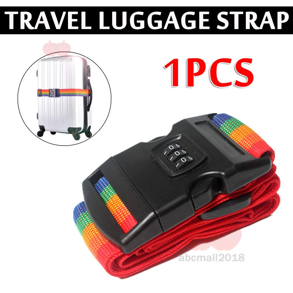 Adjustable Luggage Strap With Combination Lock. Suitcase Belts For Travel. Colorful