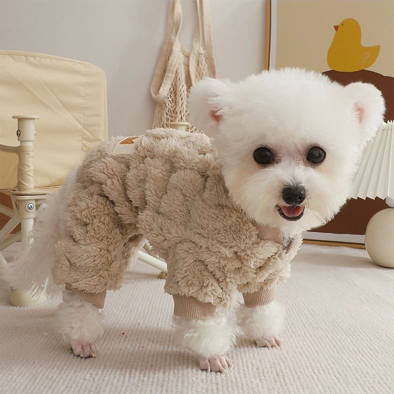 Solid Color Four Legs Fleece Dog Jumpsuits