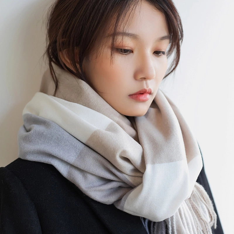 Women's Minimalist Commute Plaid Polyester Scarf
