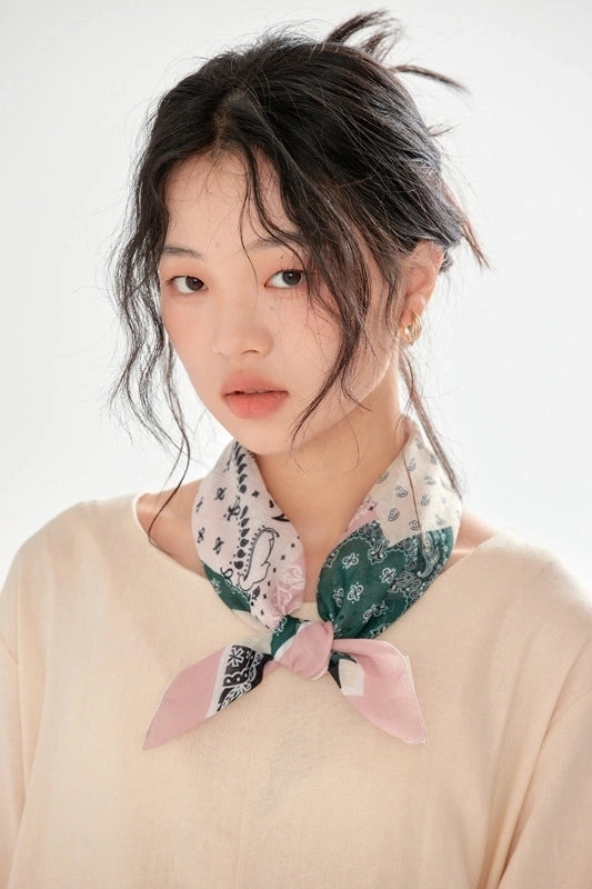 Women's Elegant Sweet Pastoral Printing Cotton Blend Printing Silk Scarf