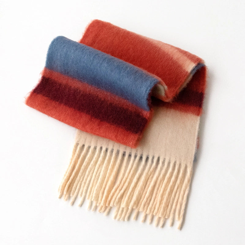 Maillard Plaid Scarf High-Grade Women's Autumn And Winter 2024 New Fluffy Large Brushed Shawl Thickened Warm Fashion