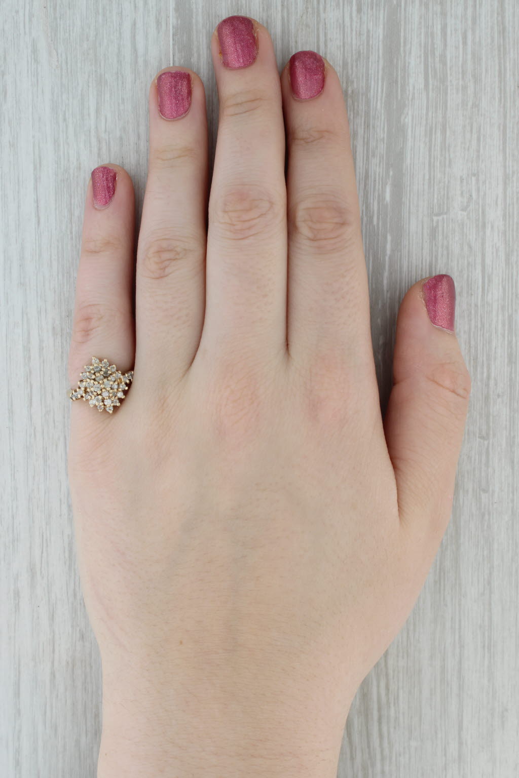 0.70ctw Diamond Cluster Ring 10k Yellow Gold Size 6