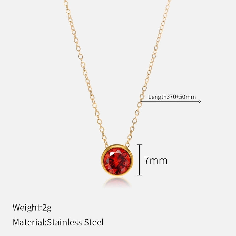 Minimalist Round 304 Stainless Steel Rhinestones Plating Stainless Steel Necklaces
