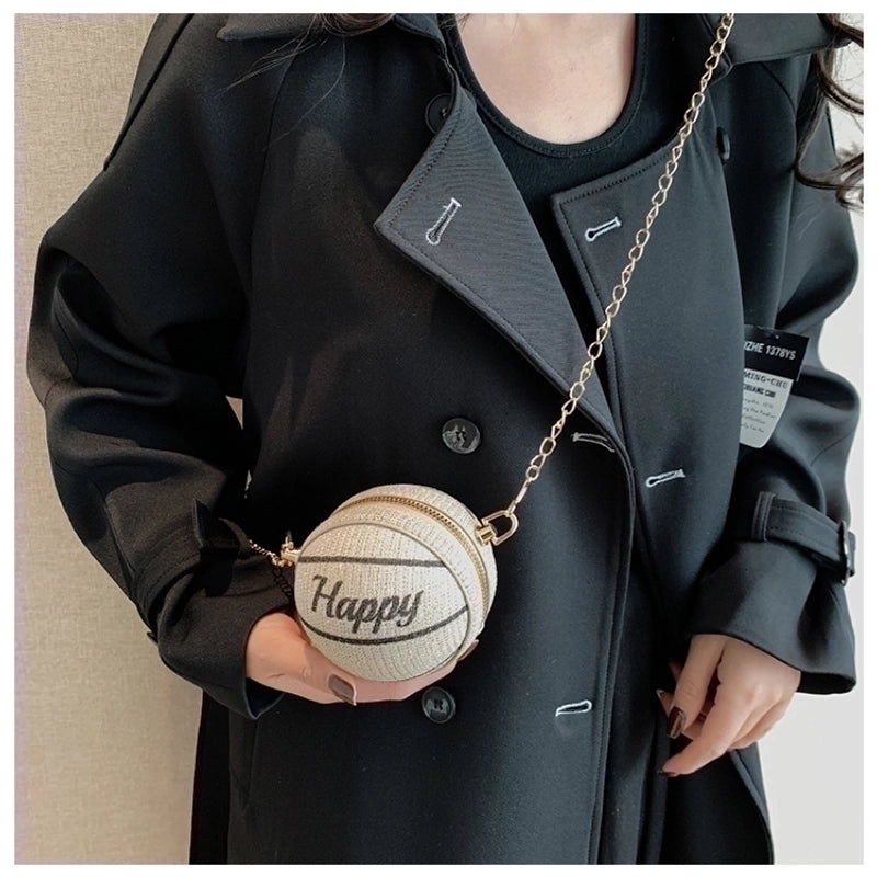 Kid's Pu Leather Letter Classic Style Round Zipper Crossbody Bag Coin Purse