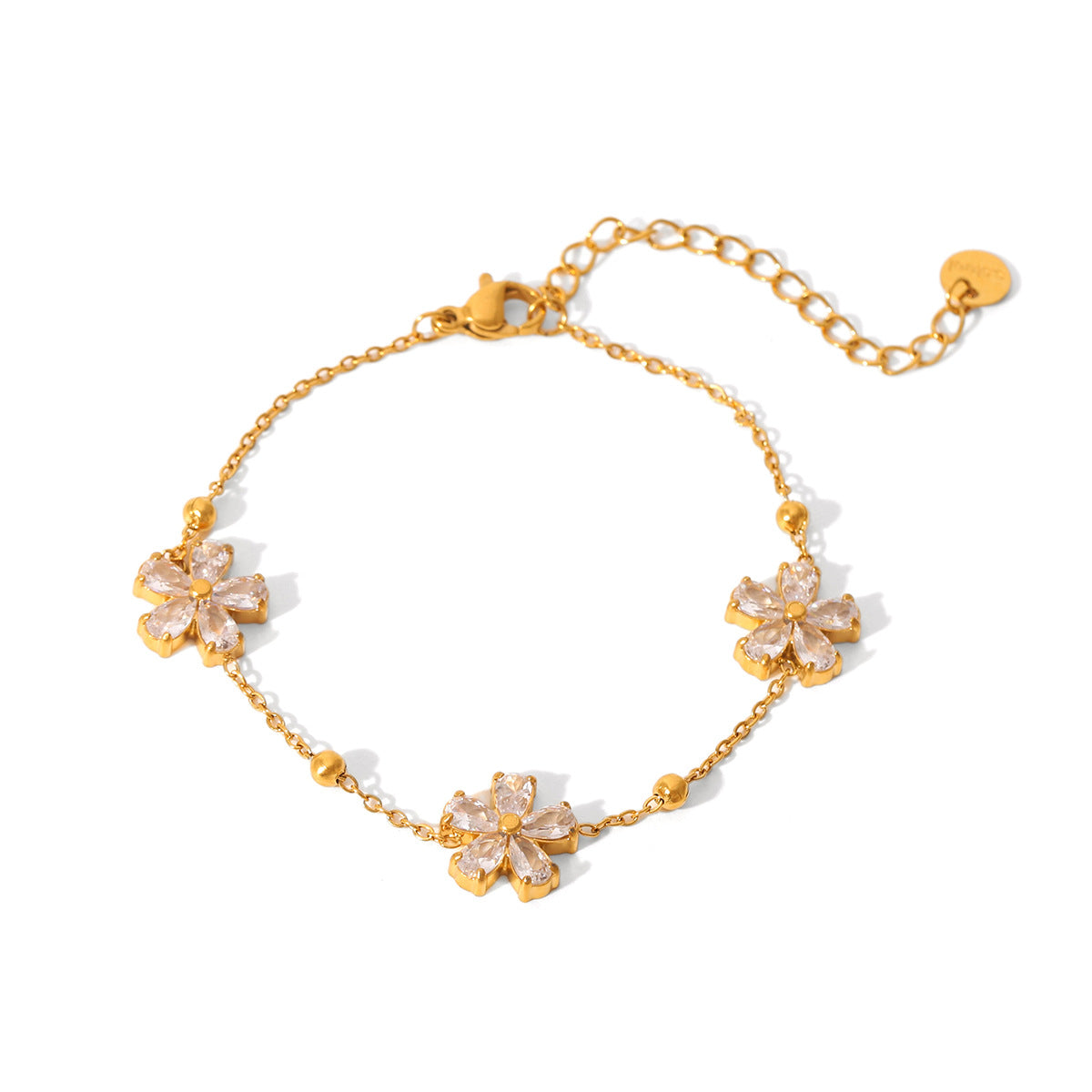 Ins Stainless Steel Bracelet Square Butterfly Shell Water Drop Zircon Flower Pig Nose Buckle 18K Gold Titanium Steel Jewelry