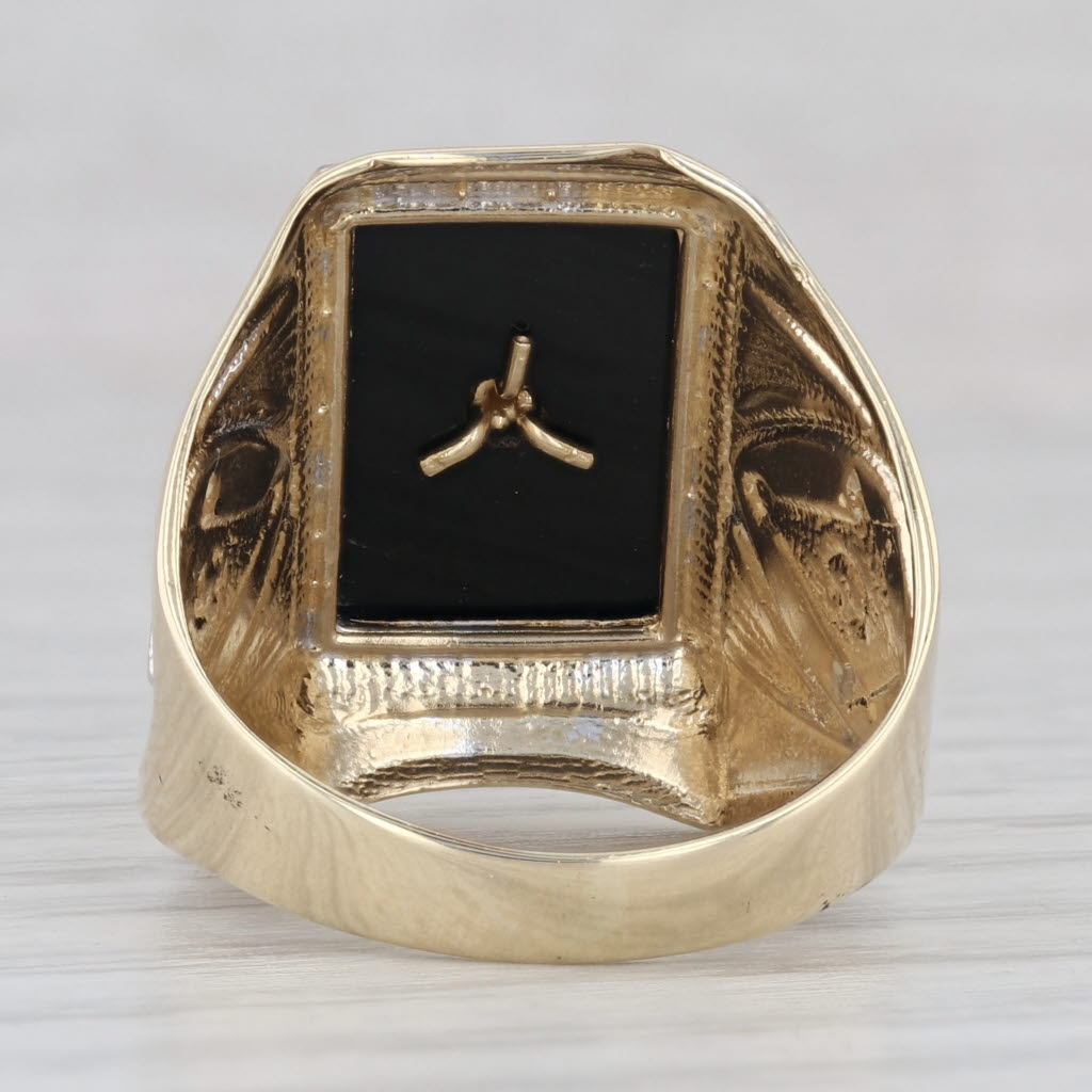 Past Master Mason Signet Ring 10k Gold Onyx Square Compass Sun Masonic Size 9