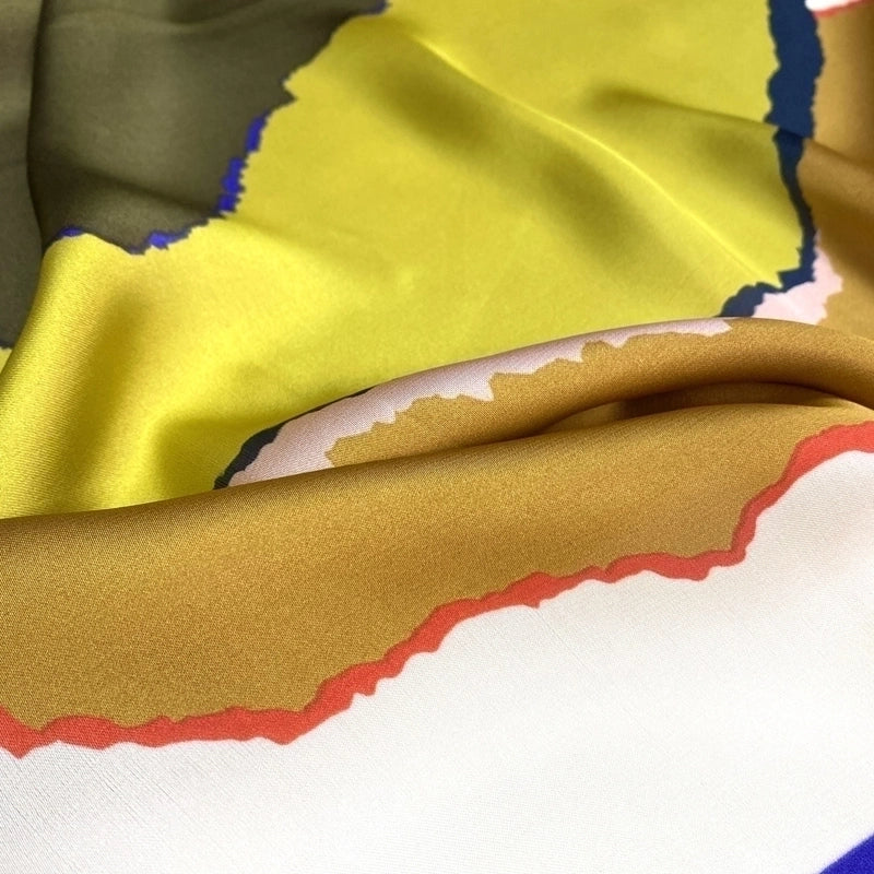 Women's Fashion Color Block Satin Silk Scarves