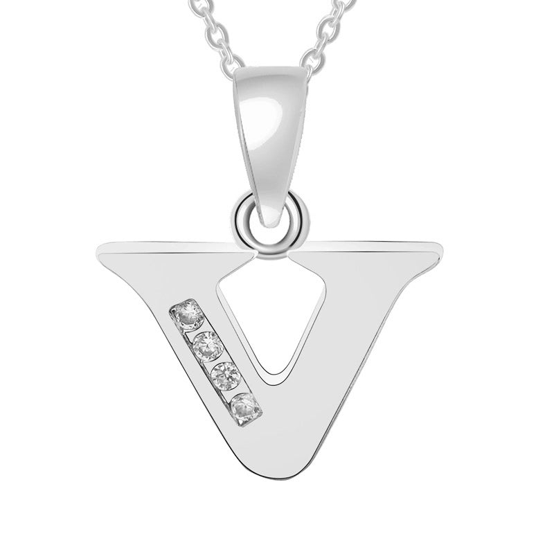 Minimalist Letter Copper Plating Inlay Zircon Pendant Necklace