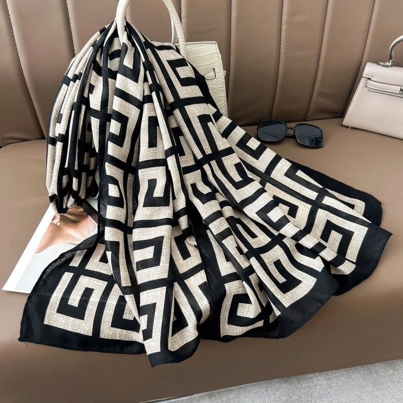 Women's Casual Elegant Vacation Snowflake Cotton Polyester Printing Dyeing Scarf Shawl