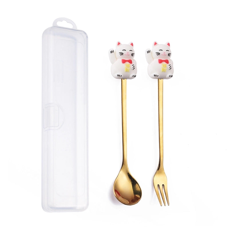 Christmas Cute Animal Santa Claus Stainless Steel Tableware 2 Pieces