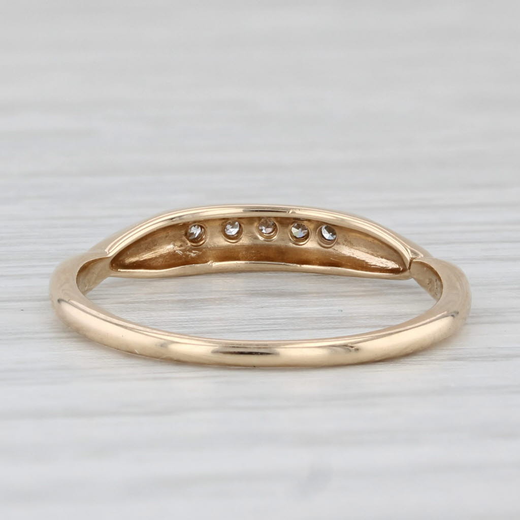 Vintage Diamond Ring 14k White Yellow Gold Stackable Wedding Band Size 6