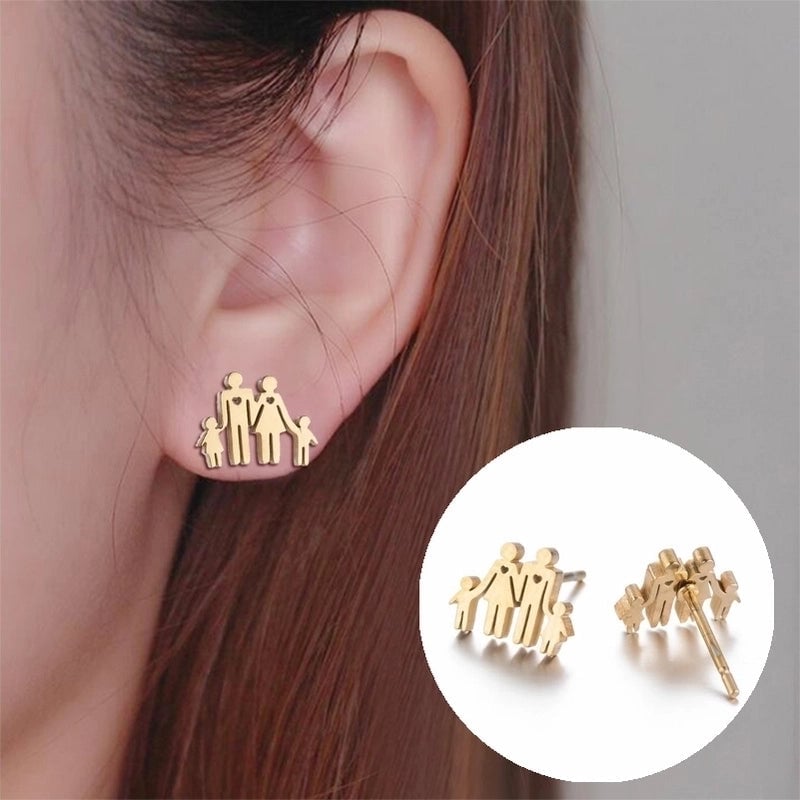 Minimalist Human Gingerbread Apple Stainless Steel Plating Hollow Out Ear Studs 1 Pair