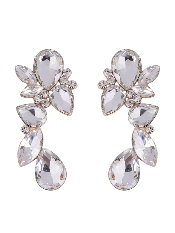Geometric Rhine Stones Drop Earrings