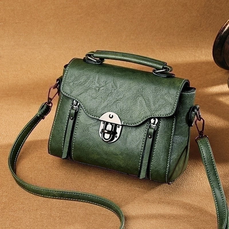 Women's Pu Leather Solid Color Vintage Style Square Lock Clasp Square Bag