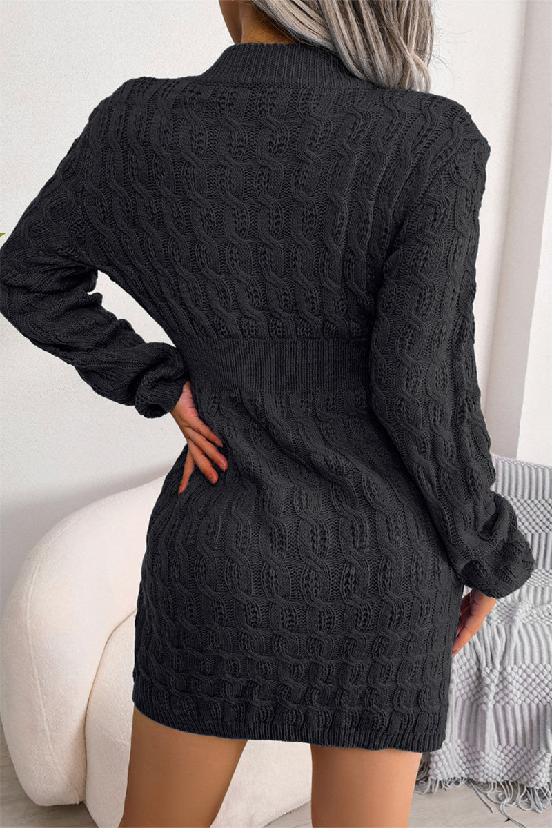 Fashion Casual Solid Patchwork O Neck Long Sleeve Dresses(3 Colors)